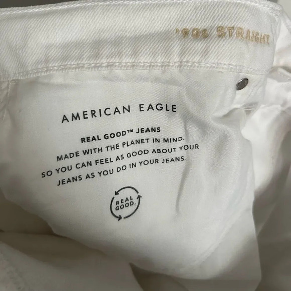 American Eagle 90s Straight Leg Jeans Cool White Distressed Jeans size 20R NWOT - Picture 8 of 9